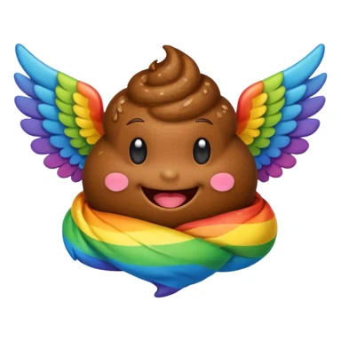 rainbow poop emoji with wings sticker