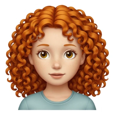 A ginger girl with curly hair in this style 👩🏼‍🦱 just the head no body simile to the apple curly hair emoji just ginger instead  sticker