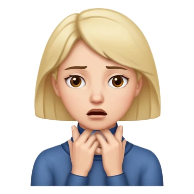 lady looking annoyed out with her hands around her throat  sticker