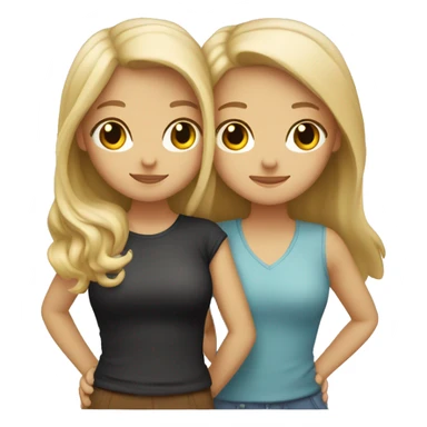 Two girl, best friends hugging, one is a blonde and the other one is a brunette both light skin sticker