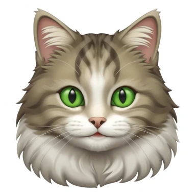 Siberian forest cat grey and white with white around eyes and green eyes smiling sticker