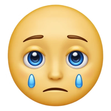 A regular, simple, yellow  skin, round face emoji looking straight at me not smilling, just staring with a blue and almost clear looking tear rolling down its cheek sticker