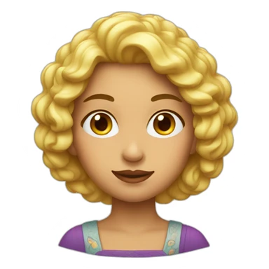 Mujer con manzana y ojos locos. sticker