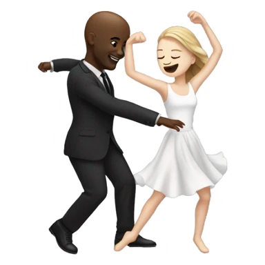White girl dancing with bald black man  sticker