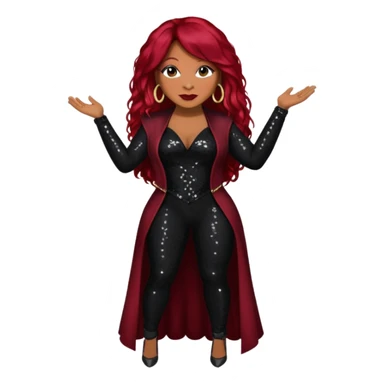 Traci Braxton with long dark red hair, black sequin outfit sticker