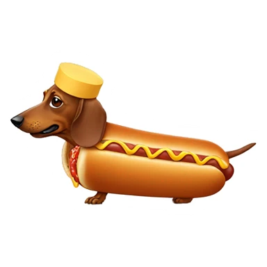 a dachshund in a hot dog costume sticker