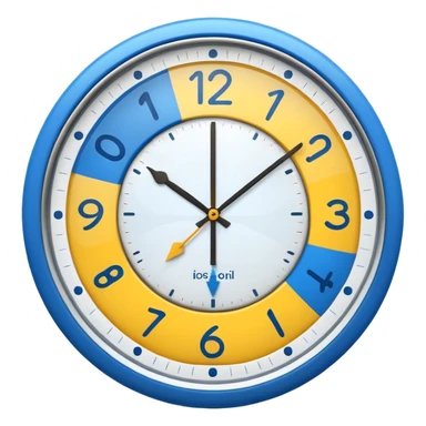 : A round clock face showing a neutral time. Around the clock, two curved arrows forming a circle, symbolizing flexibility and adaptability of working hours. Minimal details, rounded shapes, flat bright colors, consistent with standard emoji design. sticker