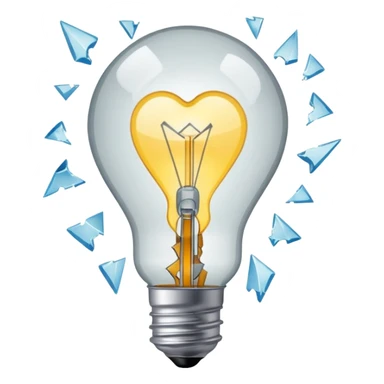 A light bulb broken in half is like a broken heart sticker