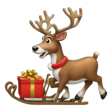 Santa's Raindeer pulling sledge full of presents sticker