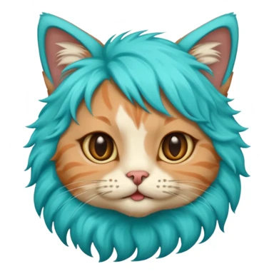 cat with turcoise hair sticker