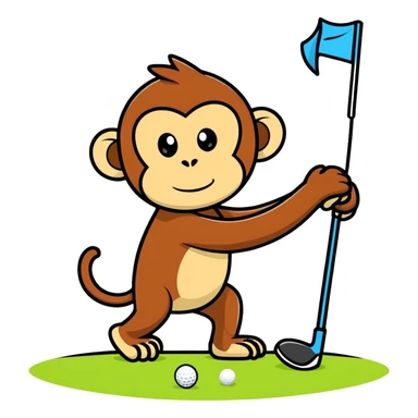 Monkey playing golf sticker