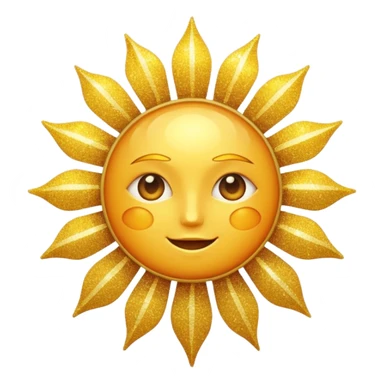 sun in 2d golden glitter in colour without face sticker