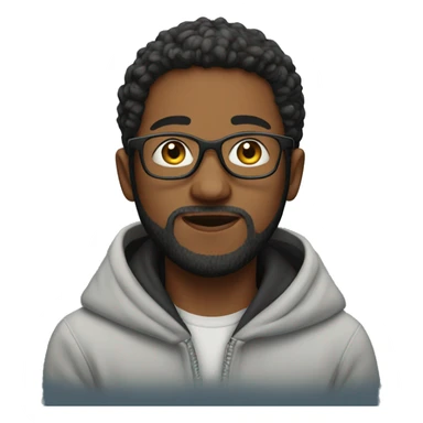 One boy in a hoodie with glasses and beard sticker