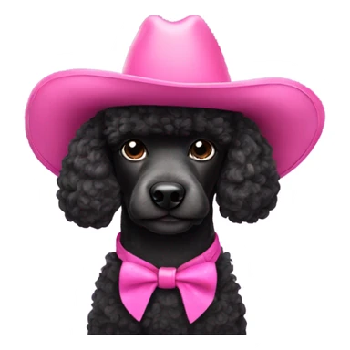 Black poodle wearing pink cowboy hat sticker