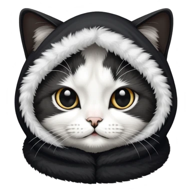 A black and white babushka cat sticker