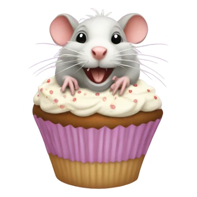 A ugly Rat in a cupcake while eating the cupcake  sticker