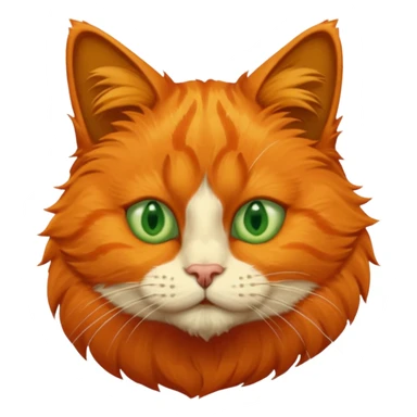 orange cat missing his right eye so it’s just an orange fur socket, and has a green left eye, with an orange patch of fur near his nose sticker