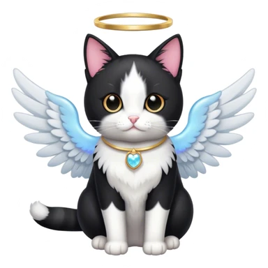 Tuxedo cat with an angel halo sticker