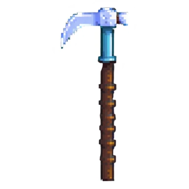 blocky pixelated Minecraft pickaxe emoji, less realistic sticker