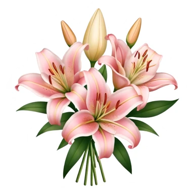 Blush Pink and Champagne Pink color lilies bouquet sticker