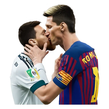 Lionel messi kissing Christian’s ronaldo sticker