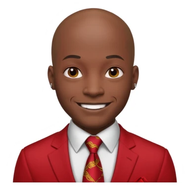 black man Bald with red necktie, red dress, heavy tattoos. sticker