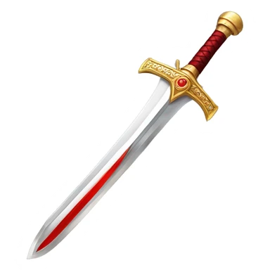  A short, broad sword with a shiny silver blade and a golden hilt with red details. The blade is slightly raised, symbolizing military strength and power. sticker