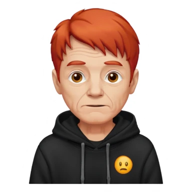 old man with red hair and black hoodie sticker