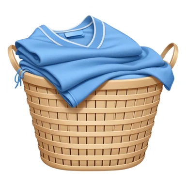 white LAUNDRY BASKET WITH FOLDED blue CLOTHES sticker