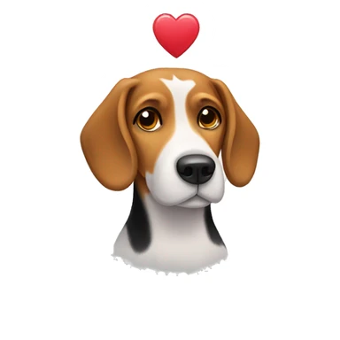 beagle dog with heart on forehead  sticker