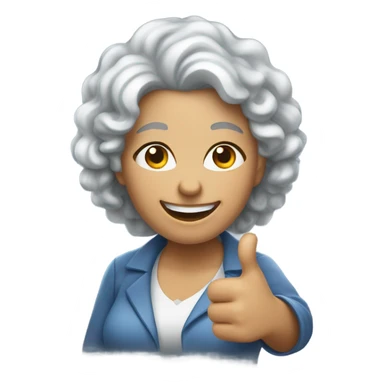 Silver curly hair white lady with thumb up sticker