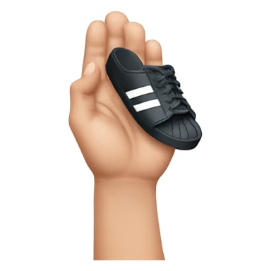 a hand holding an adidas slipper ready to throw it sticker