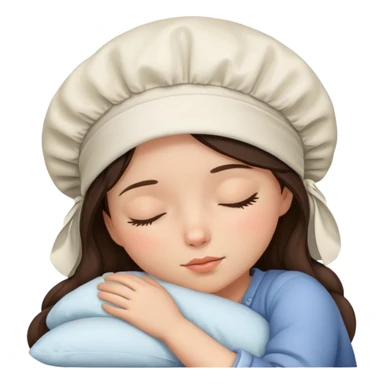 Brunette girl sleeping with bonnet on sticker