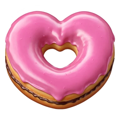 Realistic isolated heart shaped donut with pink frosting. sticker