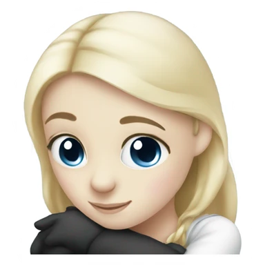 Panda hugging a girl with blond hair and blue eyes  sticker