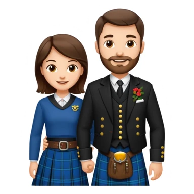 scottish man with stubble in kilt with brunette wife sticker