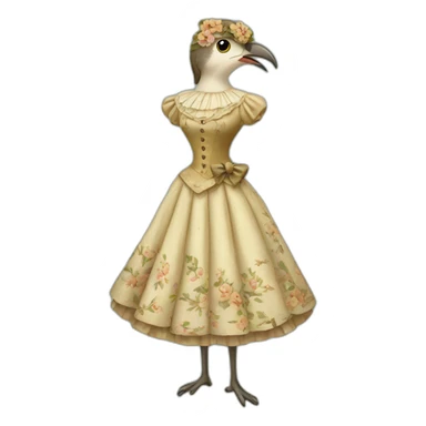 Cuckoo bird wearing a vintage dress sticker