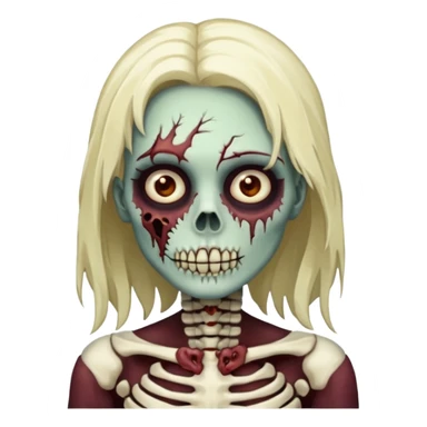 Undead zombie girl with half skeleton face sticker
