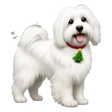 Coton de tulear with a Christmas tree sticker