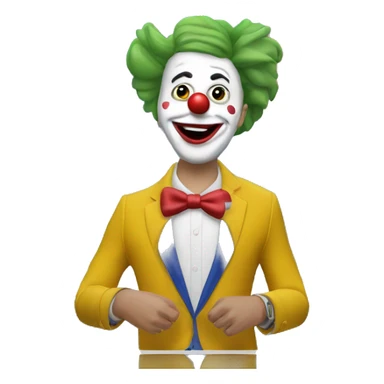Create an image of an ABC News reporter dressed as a silly clown in a ABC News studio sticker
