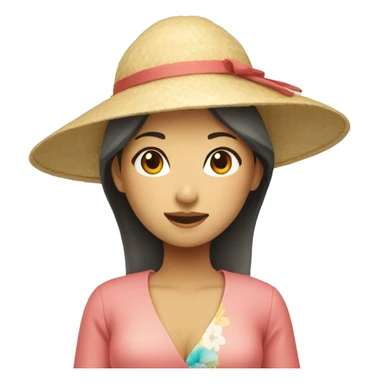 Japanese woman in beach resort sticker