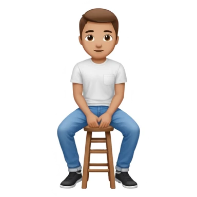 a person sitting on stool with full face backward turn

 sticker