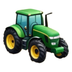 An icon featuring a vibrant rural landscape with a tractor plowing fields, inspired by Farming Simulator 22. The design includes lush green fields, a barn, and a scenic countryside with trees and mountains in the distance. Transparent background sticker