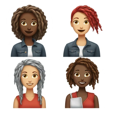 Two female besties, one with gray locs, one with red locs antiquing  sticker