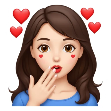 Me blowing kisses brunette hearts showing love sticker