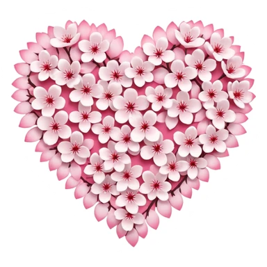  sakura heart, heart made of white sakura petals with pink accents, remove background sticker