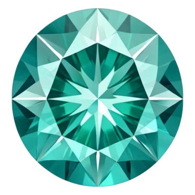 Precision round cut grandidierite gemstone with aqua blue-green color and gleaming facets sticker