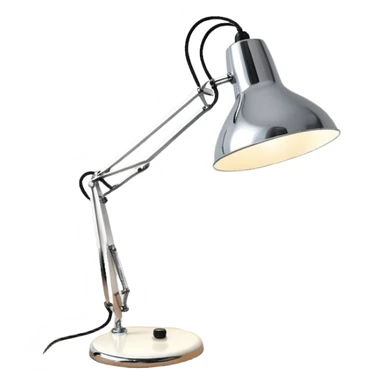 Lamp Poul Henningsen for Louis Poulsen PH 2/1 table lamp in white and chrome on a desk  sticker