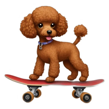 Mini poodle red brown skateboarding sticker