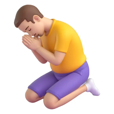 male bowing forward in prayer, 3D emoji style, 80% realistic sticker